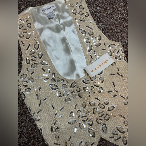 Liz Claiborne Jackets & Blazers - NWT Vintage Liz Claiborne 100% Silk Beaded Vest Glam Formal M